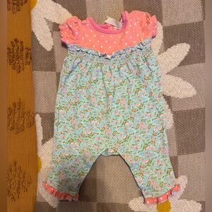 Matilda Jane Peach and Aqua Baby Romper
